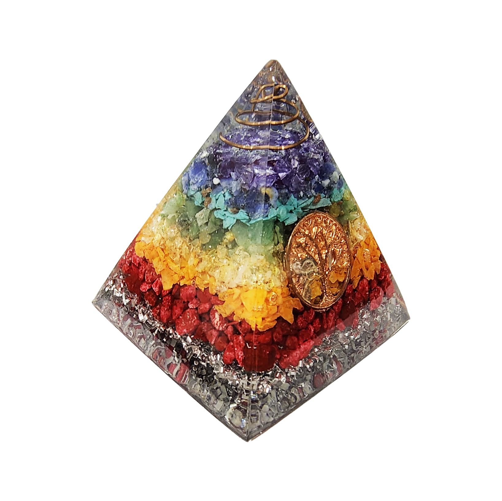 Pirámide 7 Chakras Piedra Natural Orgonita Árbol De La Vida